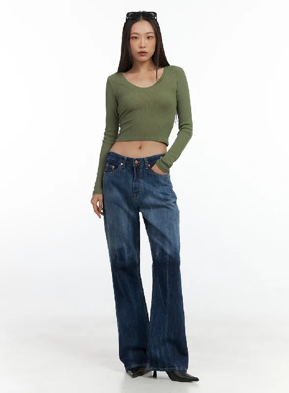 women's denim jeans for a glamorous eveningFreya Washed Blue Bootcut Jeans CO424