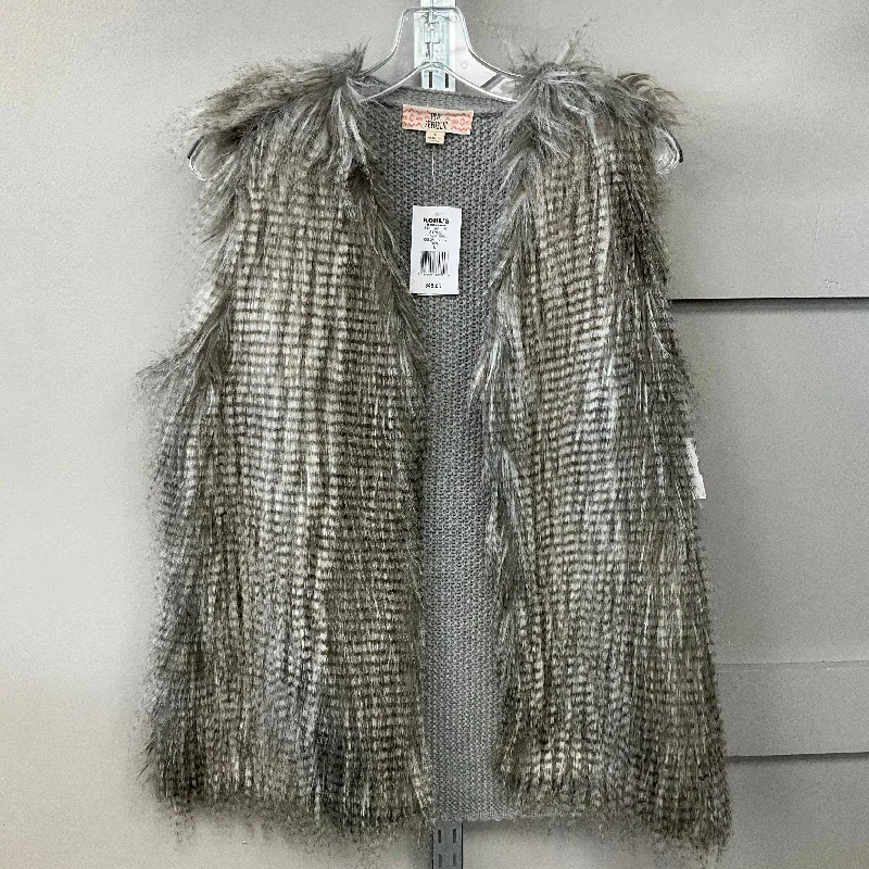 women's coats with adjustable sleevesVest Faux Fur & Sherpa By Pink Republic In Silver & Tan, Size: L