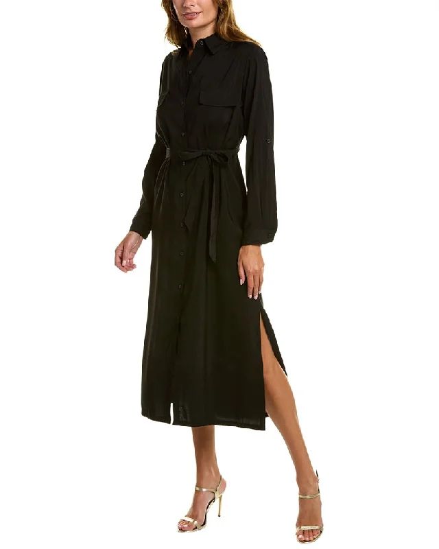 women's machine-washable dressesMax Studio Tab Sleeve Midi Shirtdress