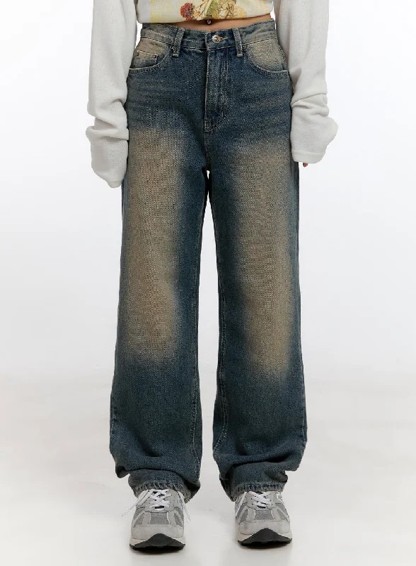 women's denim jeans with leather patchesPenelope Denim Wide Leg Pants CN425