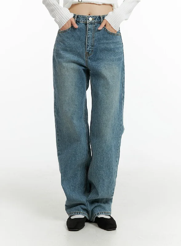 women's denim jeans for a day at the beachWashed Denim Straight Leg Jeans OF414