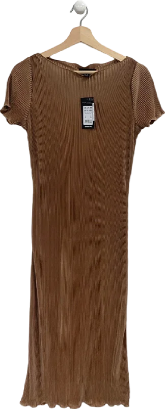 women's evening dressesNew Look Brown Pinch Pleats Midi Dress UK 8