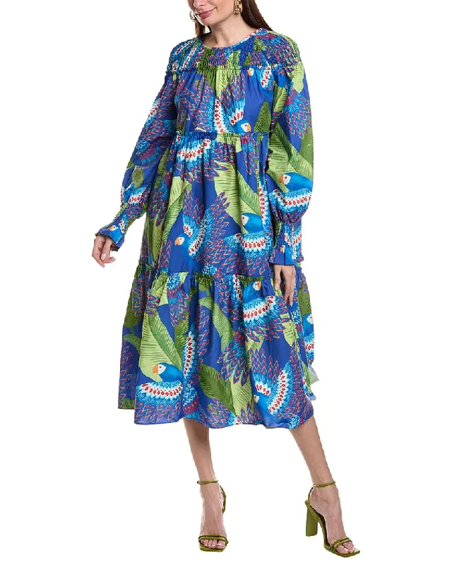 women's cocktail dressesFARM Rio Blue Macaw Midi Dress