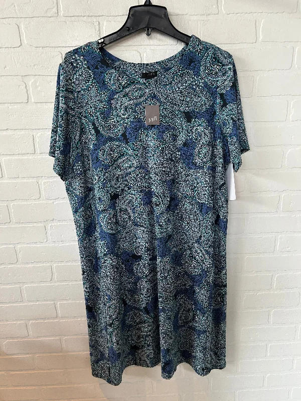 women's trendy dressesDress Casual Midi By J. Jill In Black & Blue, Size: Xl