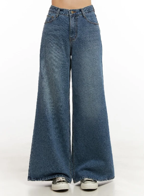 women's denim jeans for autumnAlisa Wide Leg Denim Chic Jeans OD417