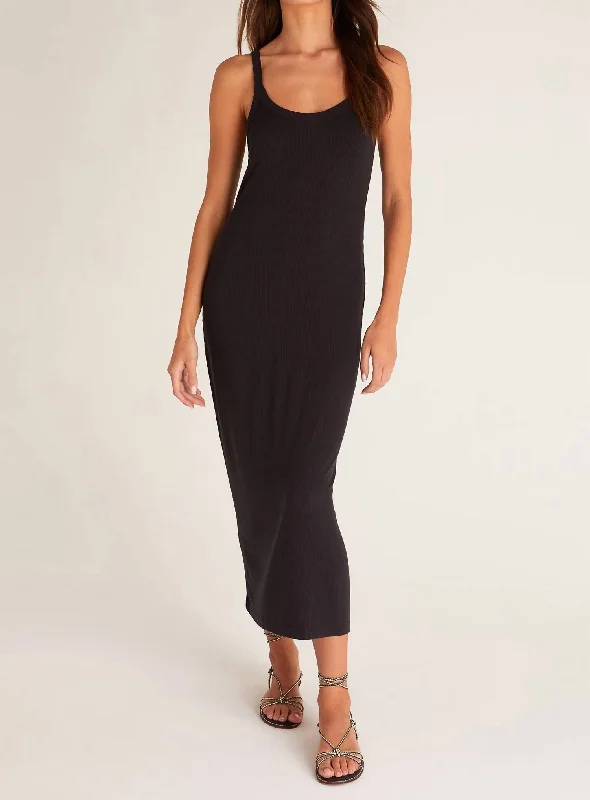 women's midi dressesMelody Midi Rib Dress In Black