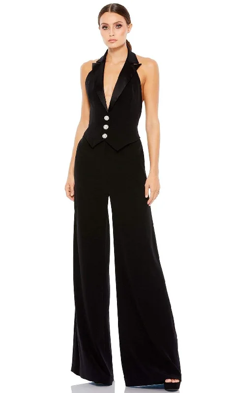 women's jumpsuits for everyday wearIeena Duggal - 2643 Halter Tuxedo Bodice Jumpsuit