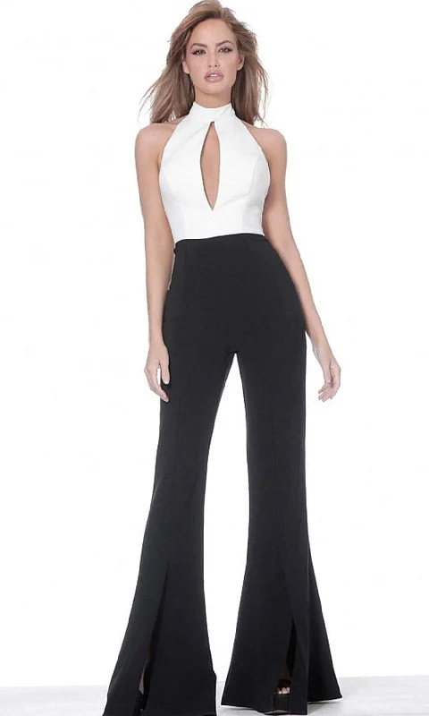 women's wide-leg jumpsuitsJovani - 4520 High Halter Keyhole Jumpsuit