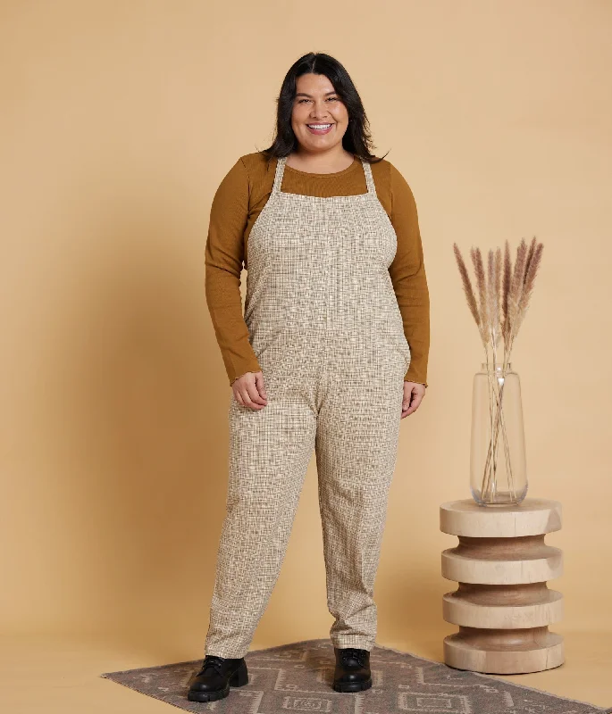 women's jumpsuits with long sleevesCadence Overall - Fog Shadow Plaid