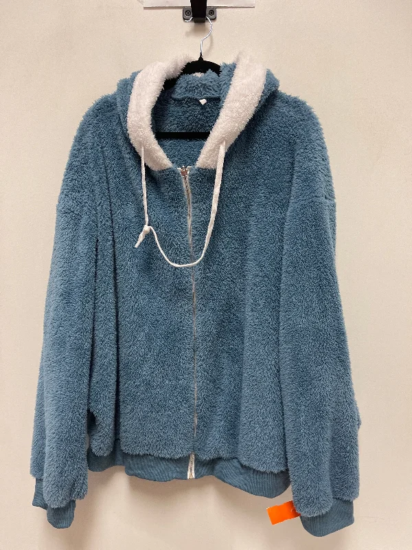 women's coats with cropped lengthsJacket Faux Fur & Sherpa By Clothes Mentor In Blue, Size: 4x