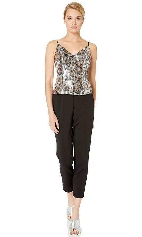 women's jumpsuits for wrinkle-resistant materialsAdrianna Papell - AP1E206282 Sequined Animal Print Top Jumpsuit