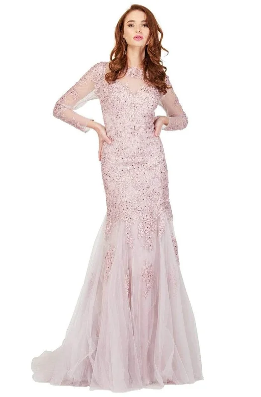 women's spaghetti strap dressesCecilia Couture - 1854 Beaded Lace Trumpet Evening Gown