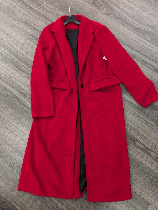 women's coats for minimalist aestheticsCoat Trench Coat By Clothes Mentor In Black & Red, Size: 2x