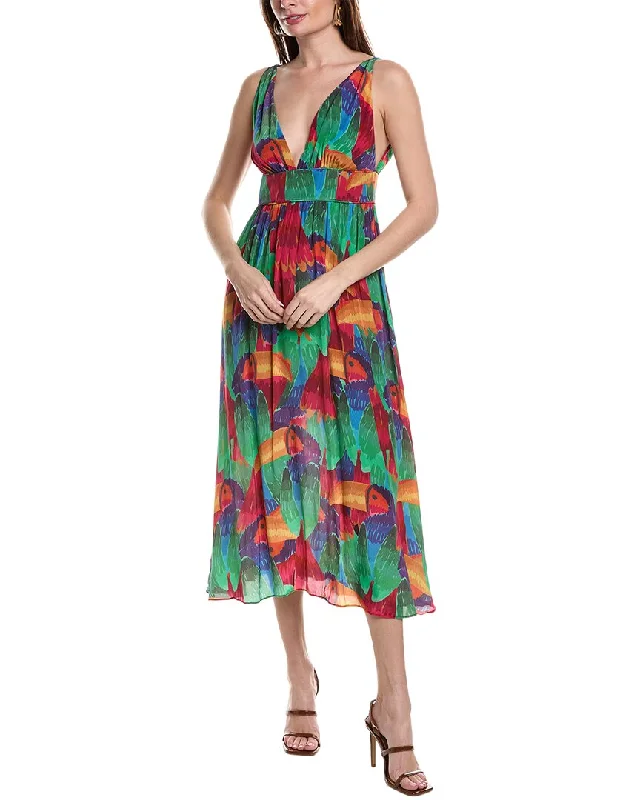 women's pastel dressesFARM Rio Painted Toucans Midi Dress