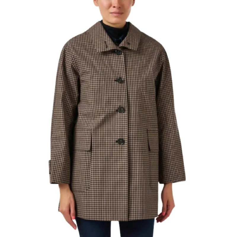 peacoats for womenCheck Please Trench Coat In Black/tan