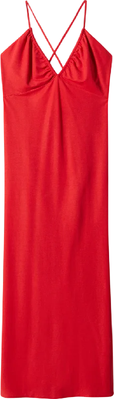 women's prom dressesMANGO Red Ruched Midi Dress UK 10