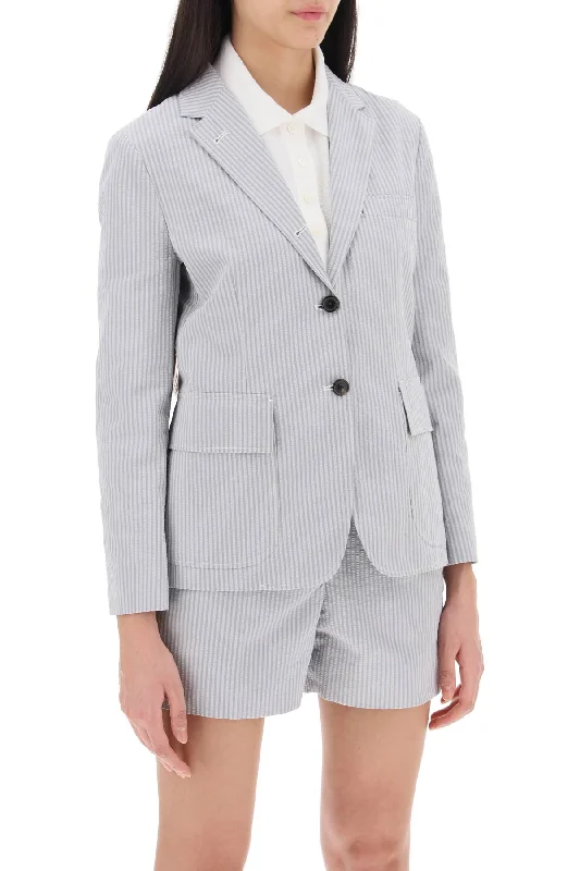 women's coats for special occasions and everyday eleganceThom Browne Seersucker Single-Breasted Jacket