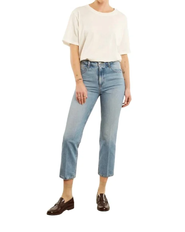 women's acid-washed denim jeansCrop Straight Leg Jean In Paradis