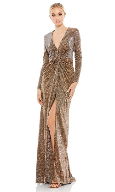 women's A-line dressesIeena Duggal 261941 - Twist Front Metallic Evening Dress