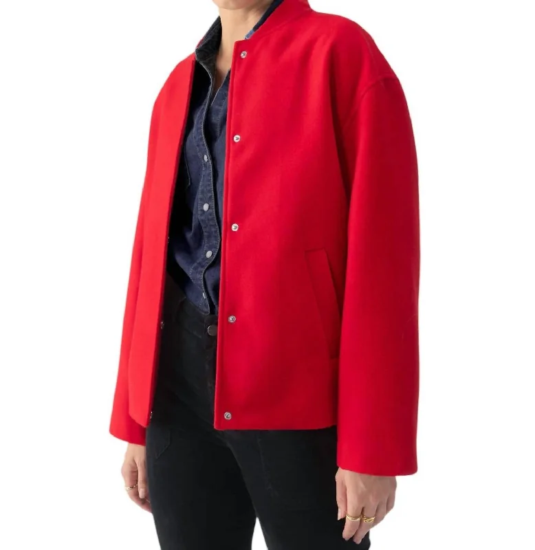 women's coats with military-inspired designsModern Bomber Jacket In Mars Red