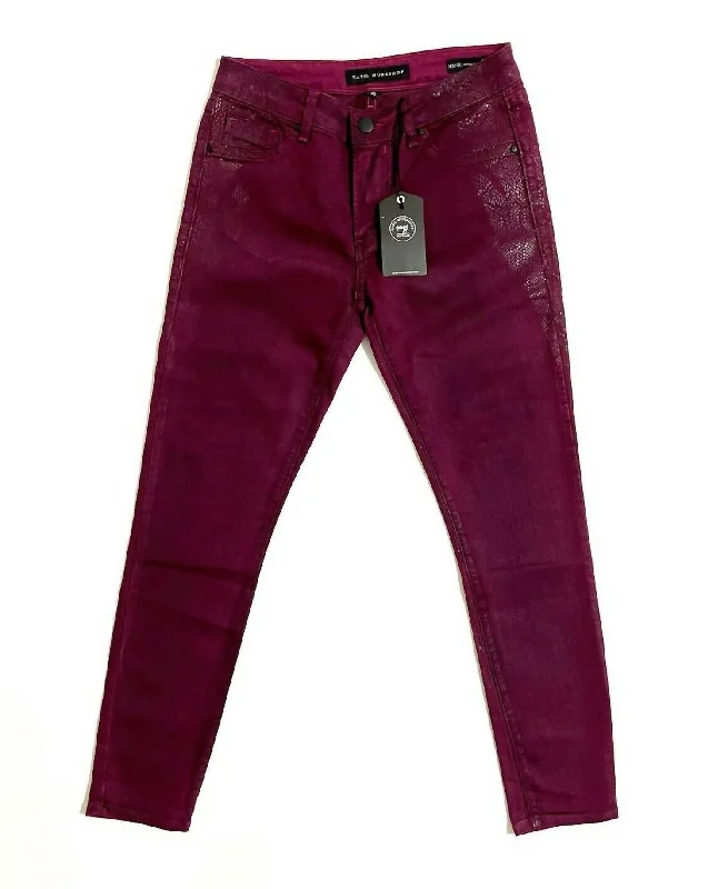 women's denim jeans with stretch fabricWomen's Snake Print Skinny Jeans In Red