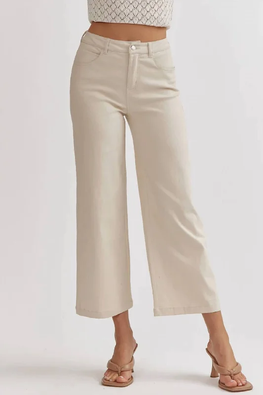 women's convertible pantsAcid Washed Wide Leg Pants In Sand