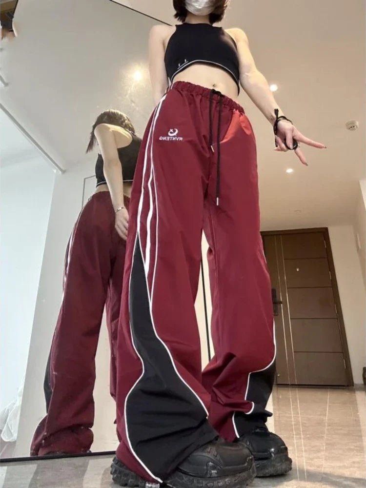 women's moisture-wicking pantsHarajuku Fashion Stripe Straight Wide Leg Jogging Y2k Hip Hop Pants