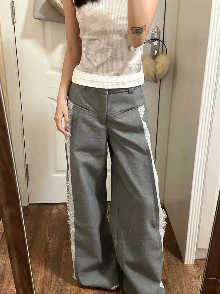 women's zipper pantsWomen Y2k Baggy High Waist Wide Leg Trousers Oversize Office Harajuku Pants