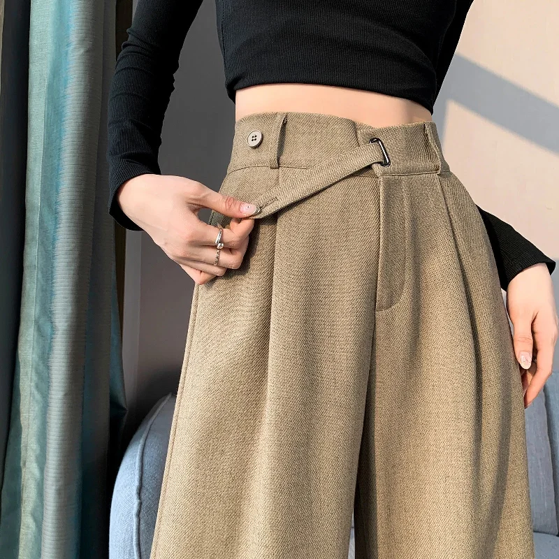 women's travel pantsBaggy Pants Vintage Office Lady Elegant Casual Trousers Work High Pants