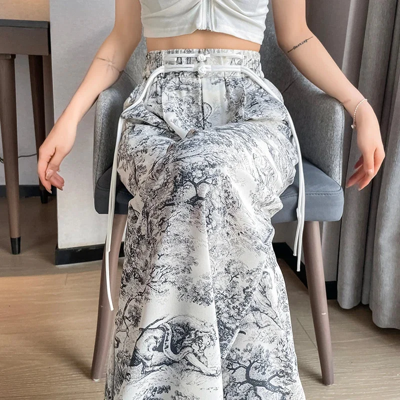 women's designer pants2024 High Waist Casual Summer Slacks Pants Women Ice Silk Ankle-Length Long Pants