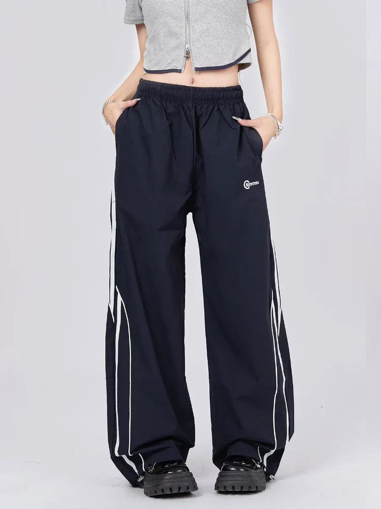 women's retro pantsVintage Parachute Wide Leg Pants Streetwear Casual Oversize Hip Hop Pants