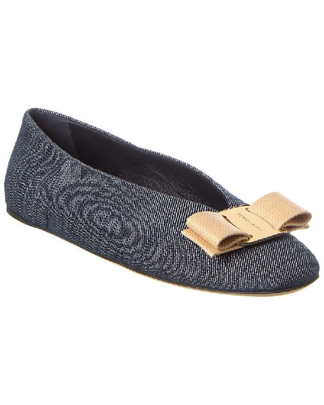 women's thermal pantsFerragamo Vara Bow Denim Ballet Flat