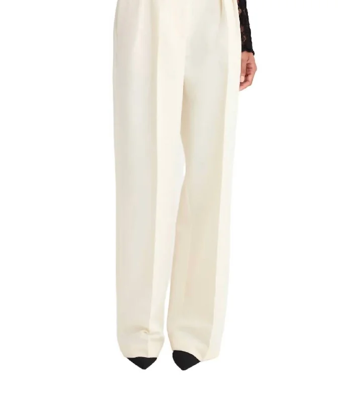 women's classic pantsHigh-Waisted Pleated Wide Leg Trousers In Off White