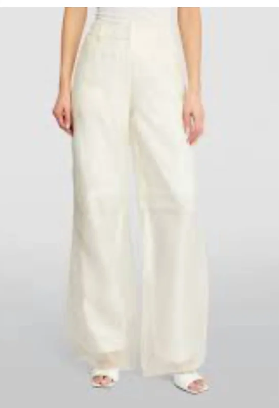 women's chiffon pantsIconica Duo Layered Silk Organza And Wool Pant In White