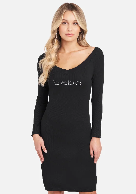 women's casual dressesLong Sleeve Logo Dress