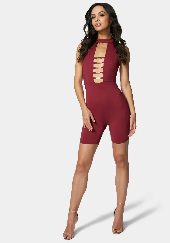 women's empire-line dressesCaged Biker Short Romper