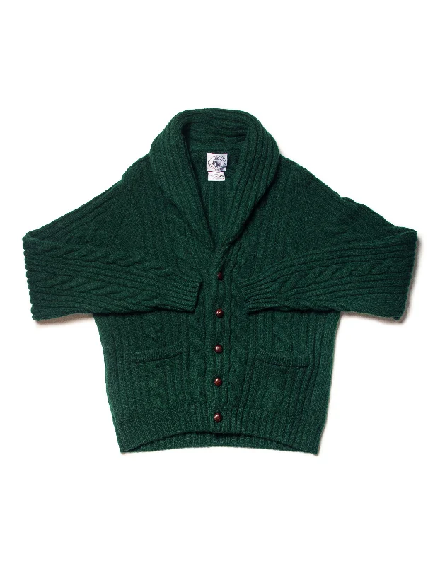 women's unique dressesGREEN LAMBSWOOL CABLE CARDIGAN