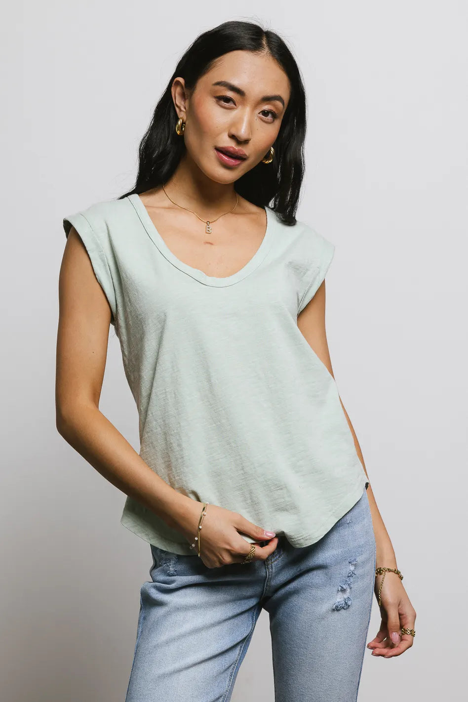 women's bespoke dressesJaylene Muscle Tee in Sage - FINAL SALE