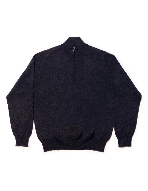 women's limited-edition dressesMERINO WOOL QUARTER ZIP UP - NAVY