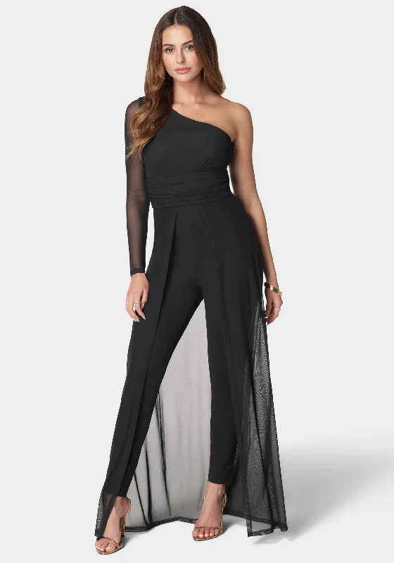 women's evening dressesOne Shoulder Mesh Catsuit