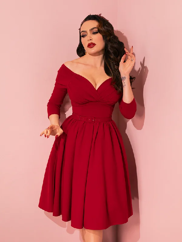 women's machine-washable dressesPRE-ORDER - Starlet Swing Dress in Ruby Red - Vixen by Micheline Pitt