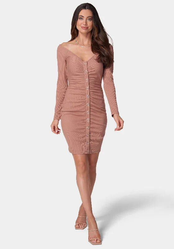 women's neon dressesSnap Rib Knit Jersey Dress