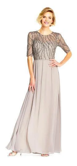 women's pear-shaped body dressesAdrianna Papell AP1E202210 Prom Long Formal Chiffon Dress