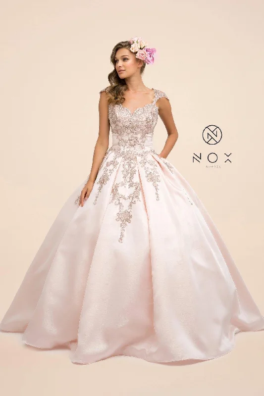 women's flowy dressesEmbroidered Ball Gown Long Prom Dress