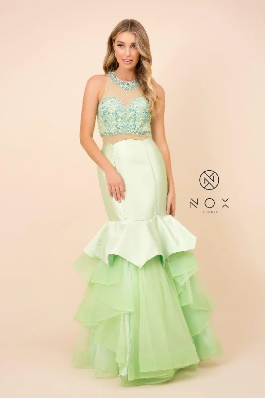 women's statement dressesLong Formal Prom Two Piece Gown Mermaid Dress