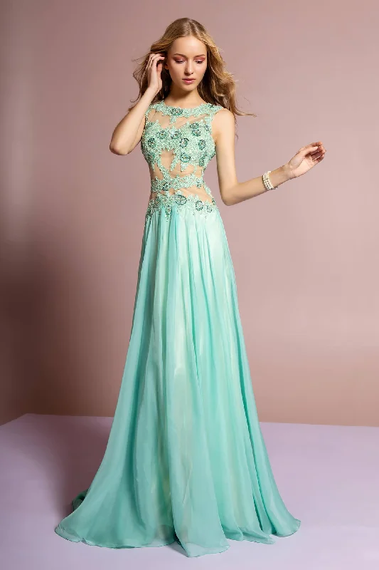 women's cold-shoulder dressesLong Strapless Beaded Chiffon Prom Formal Dress