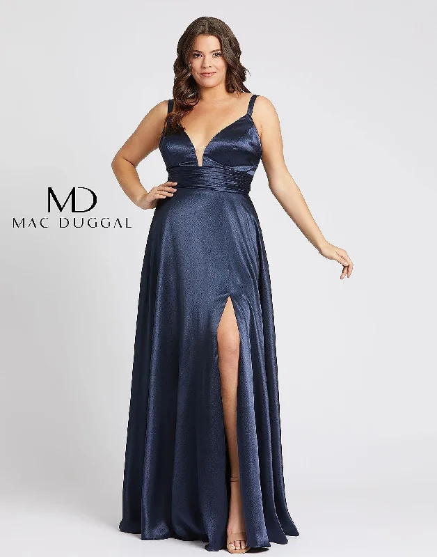 women's business casual dressesMac Duggal 49044 Fabulouss Prom Plus Size Slit Dress