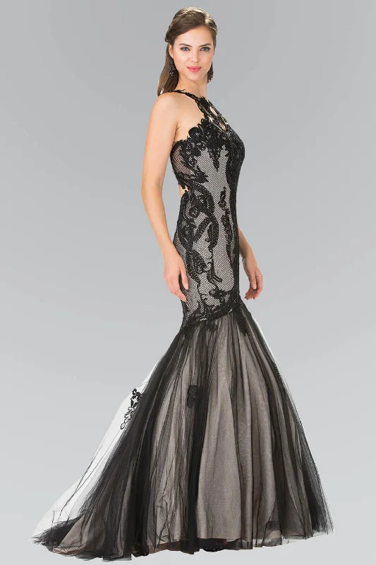 women's curve-hugging dressesMermaid Long Prom Halter Homecoming Gown