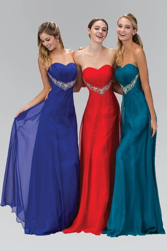 women's ruffle dressesStrapless Long Prom Dress Formal