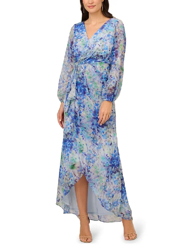 women's curve-hugging dressesAdrianna Papell Long Printed Gown